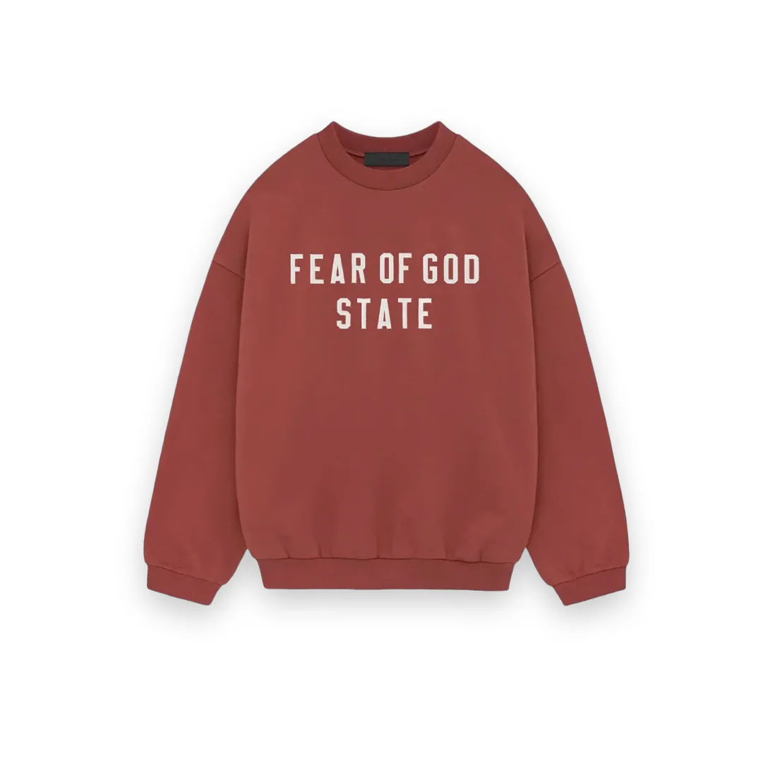 Essentials Fear Of God Crimson Heavy Fleece Crew Neck Sweatshirt 1