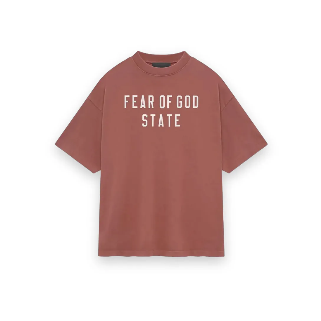Essentials Fear Of God Heavy Crewneck Tee Crimson T-Shirt 1
