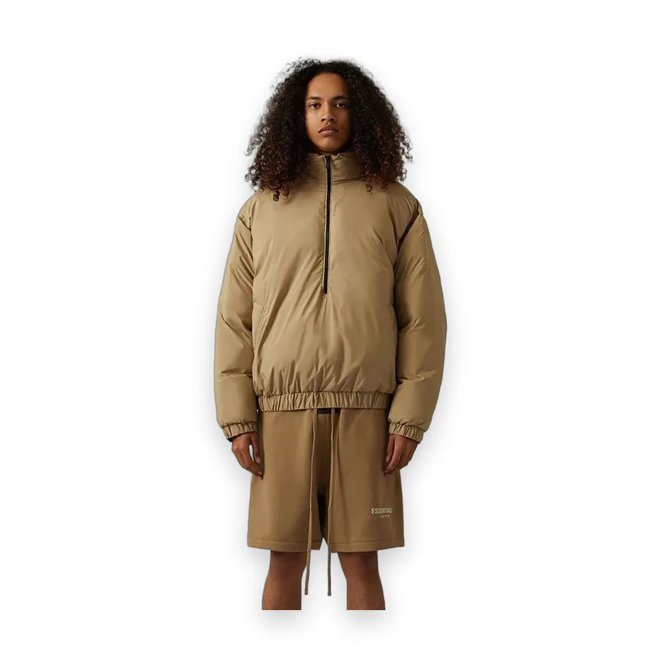 Essentials Fear Of God Oak Quilted Pullover Jacket 1