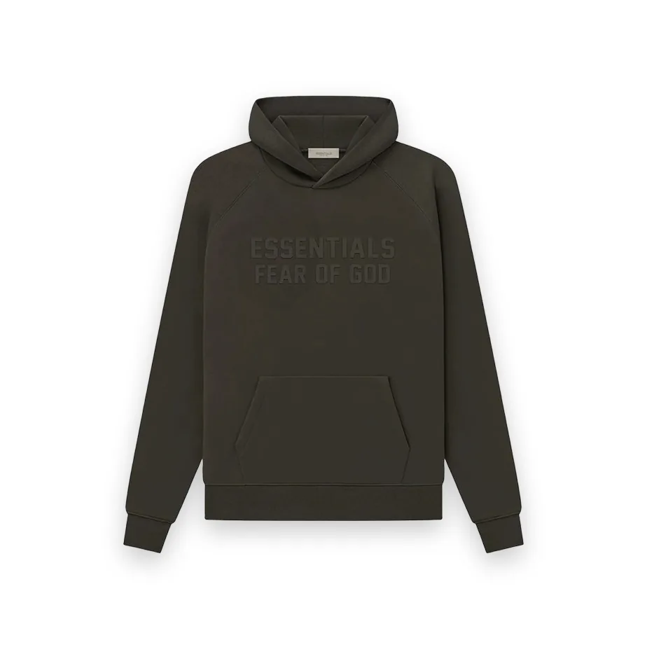 ESSENTIALS Flocked FOG Brown Black hoodie 1