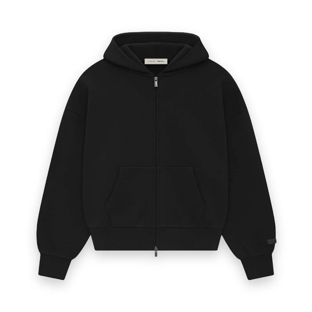 Fear of God Essentials Classic Full Zipper Hoodie Black 1