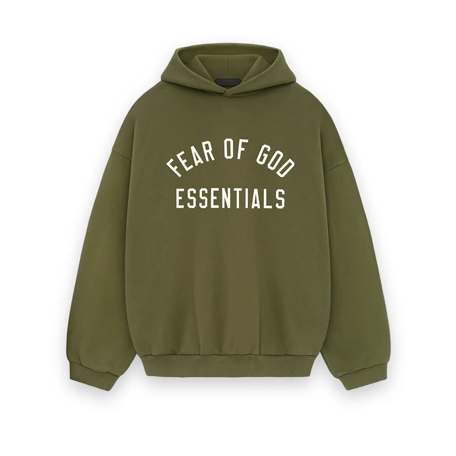 Fear of God Essentials Fleece Hoodie Military Green 1