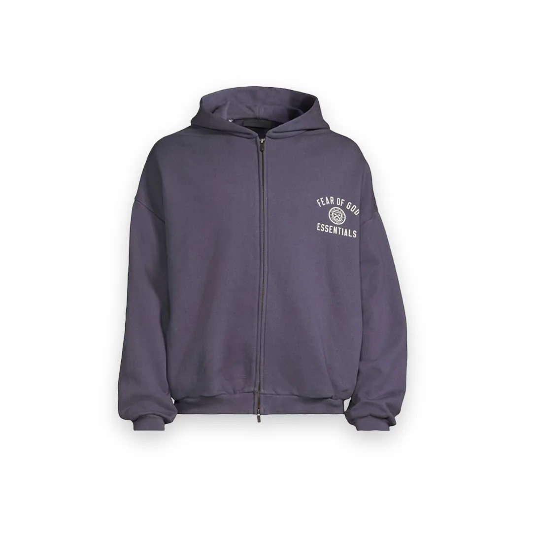 Fear of God Essentials Heavy Fleece Zipper Hoodie Navy Blue 1