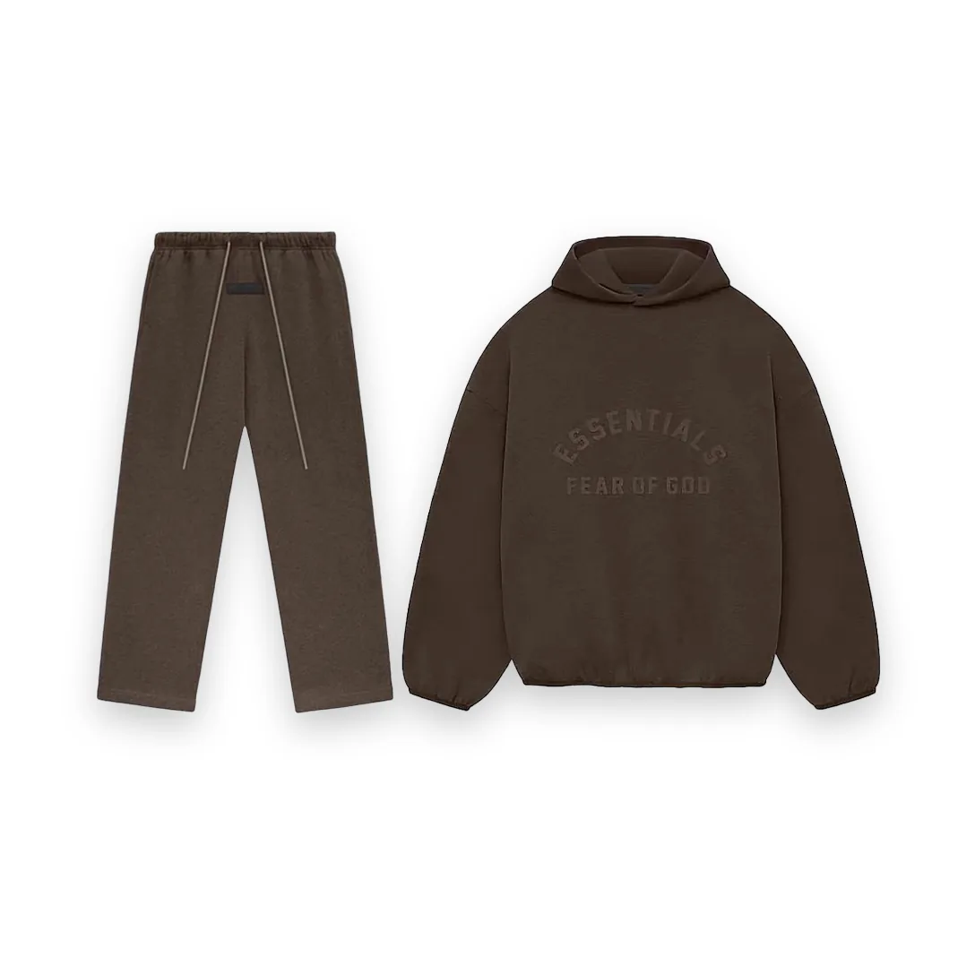 Fear of God Essentials Nylon Fleece Tracksuit Heather Wood 1